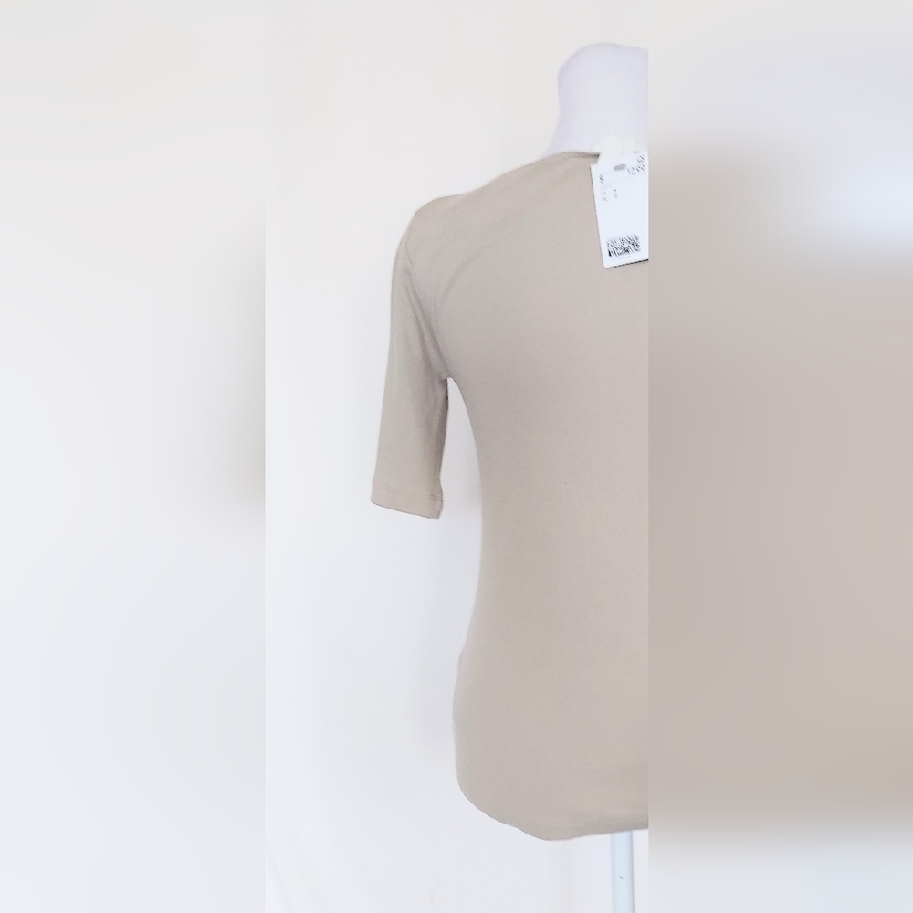 H&M Short Sleeve Scoop Neck Top Taupe Size Small NWT - Picture 6 of 10